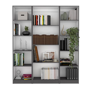 English Elm Davie Modern 3-Piece Home Bookcase Set with 14 Spacious Shelves, Slim XS Units for Stylish Storage Multicolor 41 L x 28 W x 5 H B200S00347