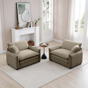 English Elm Tan Corduroy Deep-Seated Sofa Set – Luxurious Comfort For Living Rooms & Offices, Easy Assembly! W714S00704-GIGA