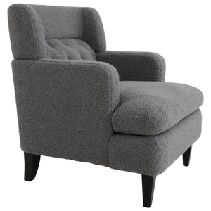 English Elm Christopher Knight Home® - Upholstered Teddy Fleece Armchair with Tufted Back, Contemporary Cozy Accent Seat for Living Room DARK GREY N763P193158R