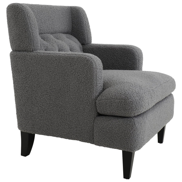 English Elm Christopher Knight Home® - Upholstered Teddy Fleece Armchair with Tufted Back, Contemporary Cozy Accent Seat for Living Room DARK GREY N763P193158R