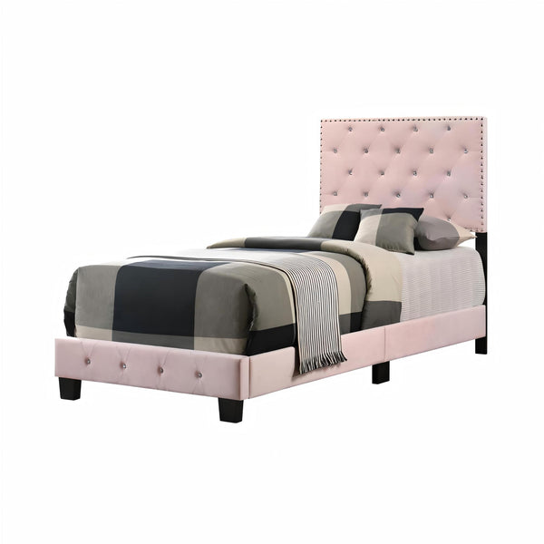English Elm Charming Velvet Twin Bed with Hidden Storage Drawers, Casual Solid Frame, Easy Assembly Comfort Pink 24.6 L x 44 W x 5.5 H B078108025