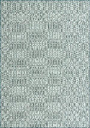 Unique Loom Outdoor Trellis Deco Trellis Machine Made Trellis Rug Aqua, Ivory 8' 0" x 11' 4"