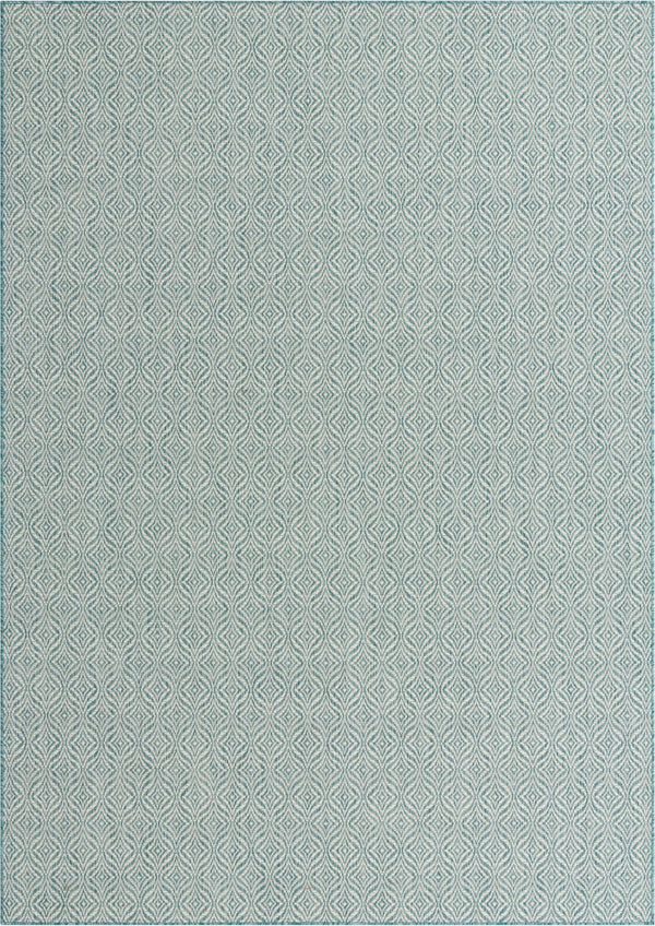 Unique Loom Outdoor Trellis Deco Trellis Machine Made Trellis Rug Aqua, Ivory 8' 0" x 11' 4"