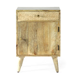 Christopher Knight Home® - Noble House - Lytle Boho Handcrafted Mango Wood Nightstand With Storage, Natural