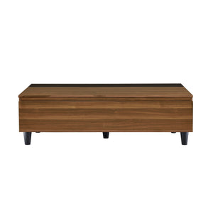 English Elm Avala Walnut & Black Lift-Top Coffee Table with 4 Compartments, Durable Melamine Top, Modern Legs B2726P251272
