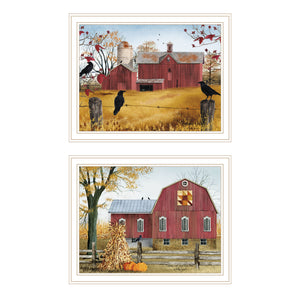 English Elm Trendy Decor 4u Billy Jacobs Autumn Barn 2 Piece White Framed Farmhouse Wall Art B067P254076