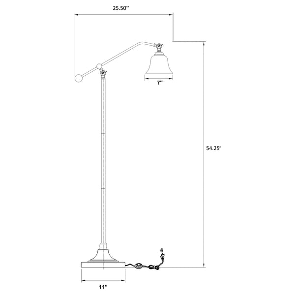 English Elm Madeira Dark Bronze Bell Down Bridge Floor Lamp with Curved Shade Rustic Industrial Metal Base B062P328681