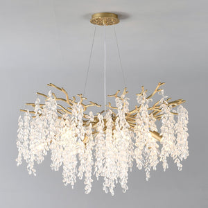 English Elm 10-light Gold Rectangular Chandelier Seeded Glass Globe Fixture for Dining Room W5008P466528