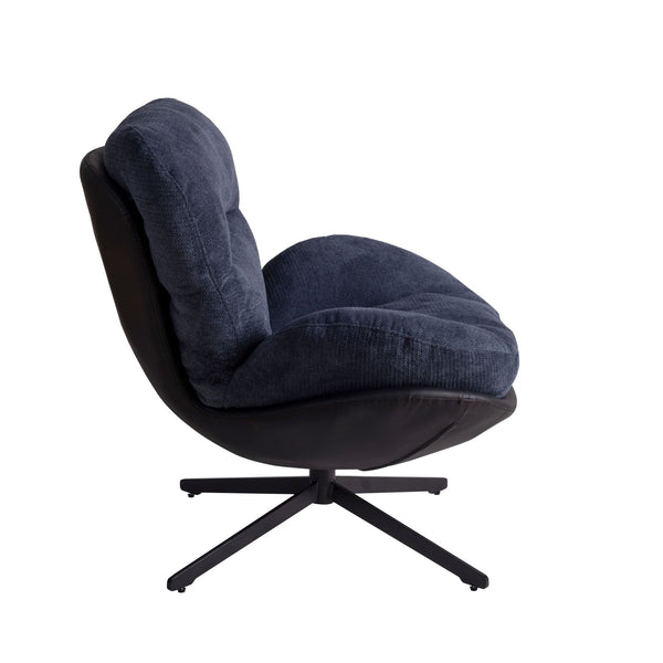 English Elm Christopher Knight Home® - 360° Swivel Office Chair Chenille and Faux Leather Accent with Metal Base, Ergonomic Plush Seating for Home and Office Black,Navy Blue N817P205024B