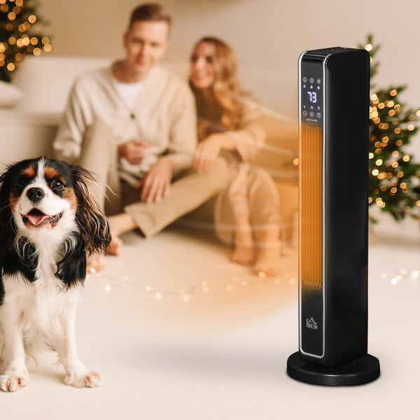English Elm Homcom Ceramic Oscillating Tower Heater with Remote Timer and Three Modes for Any Room W2225P229133