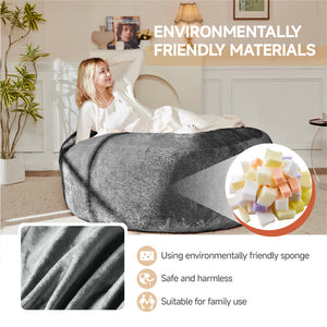 English Elm 6ft Round Memory Foam Bean Bag Lounge Chair with Washable Flannel Cover for Adults Dark Grey W3737P422972