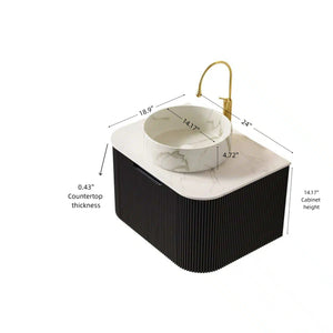 English Elm Dina Floating Bathroom Vanity with Sintered Stone Top and Crystal Glass Basin Black,Carrara White,Stone White W2615S00399
