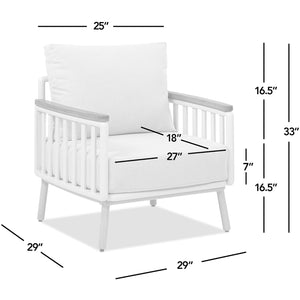 English Elm Jennifer Taylor Home - Calarono Teak & Aluminum Patio Accent Arm Chair Set of 2 — Sand Dune Chenille Cushions, UV‑Resistant Comfort, Rust‑Proof Frame (32x30x30) B2719P320844
