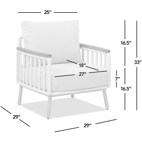 English Elm Jennifer Taylor Home - Calarono Teak & Aluminum Patio Accent Arm Chair Set of 2 — Sand Dune Chenille Cushions, UV‑Resistant Comfort, Rust‑Proof Frame (32x30x30) B2719P320844