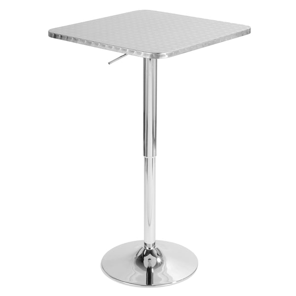 English Elm Squarecontemporary Chrome Metal Bar Set with Black Faux Leather Stools for Kitchen B202S01471