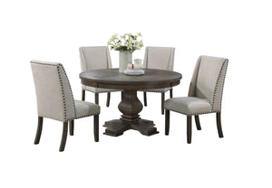 English Elm Traditional Round Pedestal Dining Table Seats Six Oak Finish Rubberwood Carved Base B011S01035