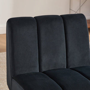 English Elm 24.4" Wide Armless Velvet Accent Chair With Black Metal Legs For Stylish Living Room & Office Use W3098P308779
