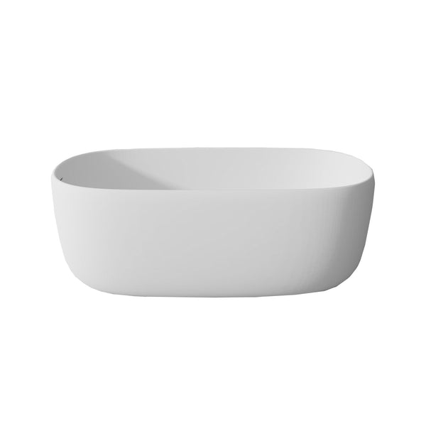 English Elm 51'' Stone Resin Freestanding Soaking Tub Matte White Spa Bath with Drain W2753P191225