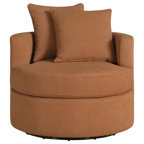 English Elm Quinn Swivel Accent Chair Rounded Silhouette Fabric Upholstery for Living Room Burnt Orange B062P441091