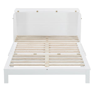 English Elm Queen Murphy Wall Bed with Usb Ports Storage Drawers and Cabinet Style Panel Front White N708S00010K-1