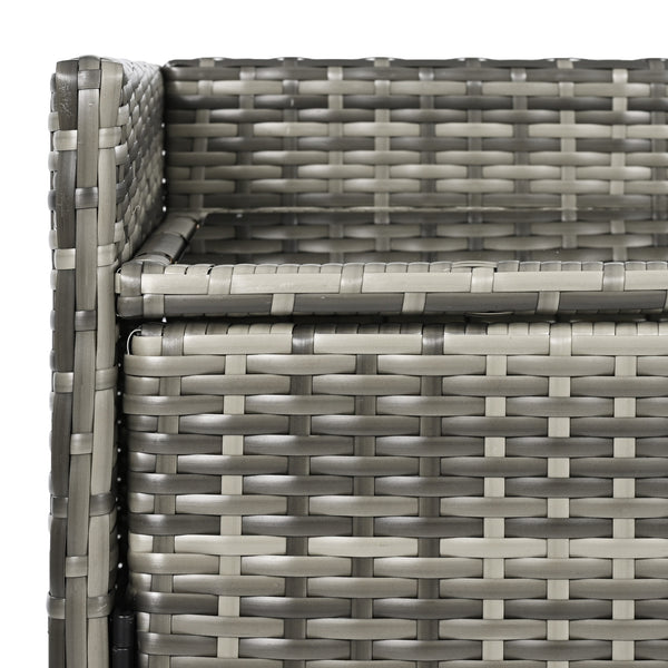 English Elm K&k Outdoor Wicker Bar Cabinet with Tempered Glass Top Adjustable Shelving and Drawer Grey N707P233745G