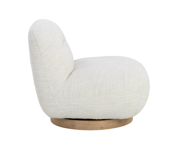 Sunpan Franze Swivel Lounge Chair - Stylish Comfort with Durable Performance Fabric and Blonde Ash Base Merino Pearl