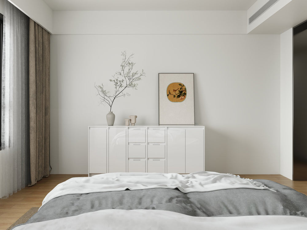 English Elm 72" Modular Freestanding Cabinet Glossy White Plywood Soft Close Bathroom Storage W999S00522