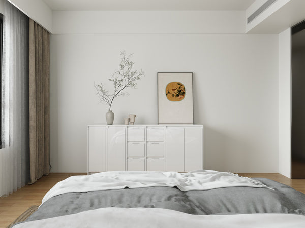 English Elm 72" Modular Freestanding Cabinet Glossy White Plywood Soft Close Bathroom Storage W999S00522