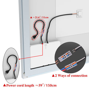 English Elm 32x40 LED Bathroom Vanity Mirror Silver Frame IP44 Anti-Fog Touch Dimmer Memory Tray Modern Smart W708P176758