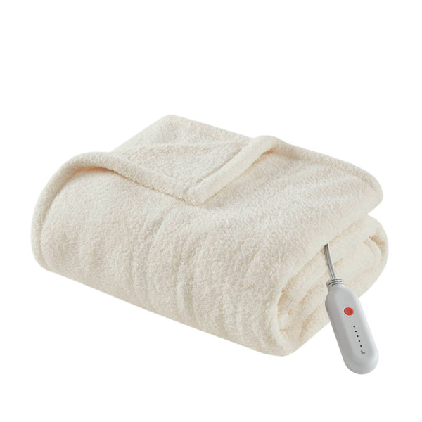 English Elm 1 Pcs Dream Soft Heated Throw Blanket - Plush Ivory, Cozy Warmth For Home Comfort & Style B035P319628