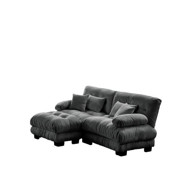 English Elm Cloud Chenille Sectional Sofa For Modern Living Rooms, Plush Comfort With Convertible Ottoman & Pillows W714S01017