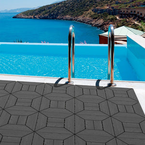 English Elm New Interlocking Polypropylene Patio Floor Tiles 44 Piece Set for Balcony Poolside Use W3022P251854