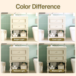 English Elm 24'' Retro Bathroom Vanity Mdf Cabinet with Ceramic Sink Open Shelf and 2 Drawers Beige N710P405414Y