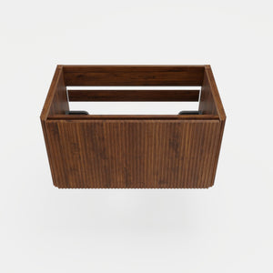 English Elm Etna Floating Wall Mounted Bathroom Vanity with Push Open Drawer and Wood Grain Finish Walnut W1865P327889