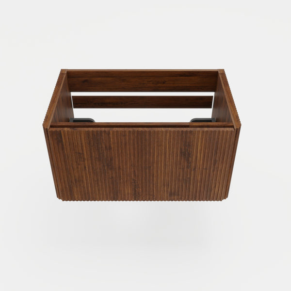 English Elm Etna Floating Wall Mounted Bathroom Vanity with Push Open Drawer and Wood Grain Finish Walnut W1865P327889