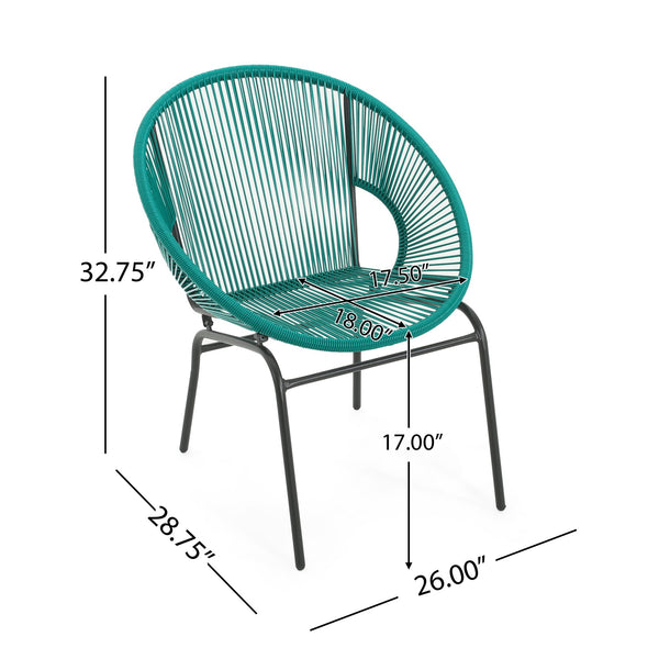 English Elm Christopher Knight Home® - NUSA Modern Outdoor Wicker Club Chairs Set of 2 with Durable PE Rattan Weave and Sleek Iron Frame Teal N775P198603T