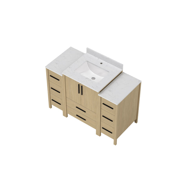 English Elm 108"w×22"d×34"h Freestanding Double Sink Vanity with White Countertop Soft Close T3785S00003