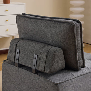 English Elm The dark gray modular linen sofa with solid wood frame — customizable, durable, Nordic style, perfect for small spaces W3612P395723