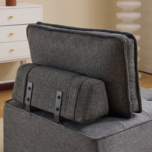 English Elm The dark gray modular linen sofa with solid wood frame — customizable, durable, Nordic style, perfect for small spaces W3612P395723