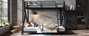 English Elm Twin Over Full Metal Bunk Bed Low Profile Heavy Duty Frame for Kids Guest Rooms W5305P463443