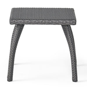 English Elm Christopher Knight Home® - HONOLULU Rattan Side Table with Powder-Coated Iron Frame – Compact 17.75" Square Accent Table, Stylish Grey 57555.00IRNGRY