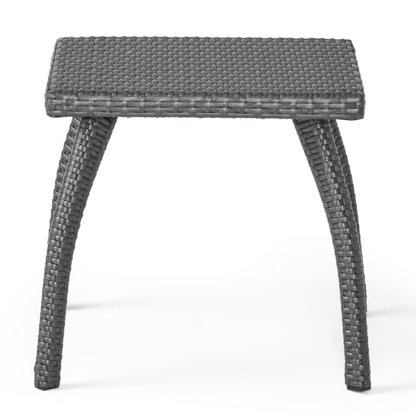 English Elm Christopher Knight Home® - HONOLULU Rattan Side Table with Powder-Coated Iron Frame – Compact 17.75" Square Accent Table, Stylish Grey 57555.00IRNGRY