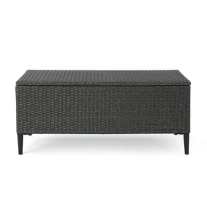 English Elm Rupert Outdoor Resin Wicker Storage Unit for Patio Pool Gear and Entertaining Essentials 62262.00GRY