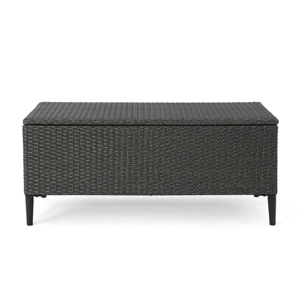English Elm Rupert Outdoor Resin Wicker Storage Unit for Patio Pool Gear and Entertaining Essentials 62262.00GRY