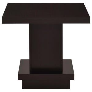 English Elm Cappuccino 3-Piece Square Coffee and End Table Set — Scratch-Resistant Engineered Wood, Stacked Linear Design B062S01314