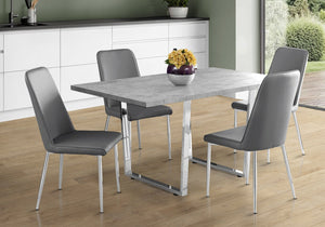 English Elm Dining Table - 60" Rectangular Grey Laminate With Chrome Legs - Modern Design For Kitchen & Dining Spaces B2710P286989