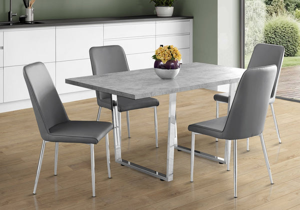 English Elm Dining Table - 60" Rectangular Grey Laminate With Chrome Legs - Modern Design For Kitchen & Dining Spaces B2710P286989