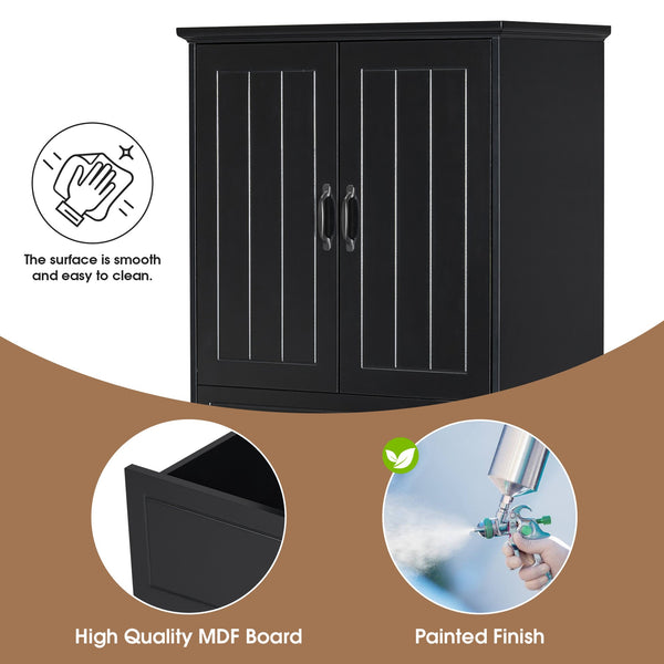 English Elm Christopher Knight Home® - Bathroom Storage Cabinet with Doors Drawer & Dual Laundry Baskets, MDF Build, Adjustable Shelf, Anti-Tip Device Black N759P243350B