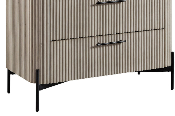 English Elm 4 Reeded Front Drawer Chest with Metal Base, Felt Top & Cedar Lined Bottom for Organized Storage taupe 43 L x 21.25 W x 45.25 H B2699P271423