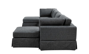 English Elm 6-Piece Upholstered Sectional Sofa - Versatile Modular Design For Cozy Family Spaces & Easy Maintenance B343S00017